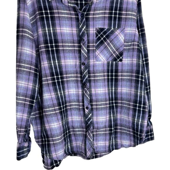 Woolrich Plaid Flannel Shirt XXL Purple Black Long Sleeve 100% Cotton - Picture 2 of 14
